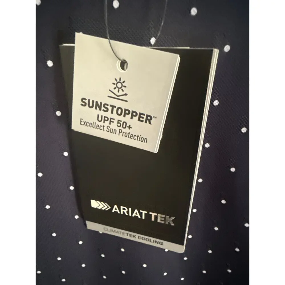 Ariat Ariatek Youth Sunstopper 3.0 Baselayer Equestrian Large 12 Navy Dot NWT